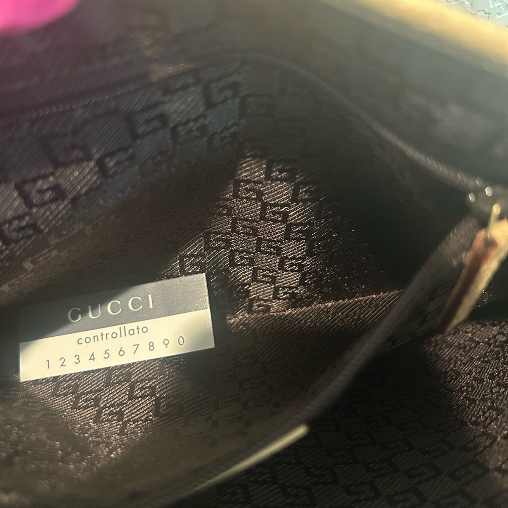 Gucci Jackie Beige Canvas Shoulder Bag with Bamboo Handle with COA - Picture 14 of 15